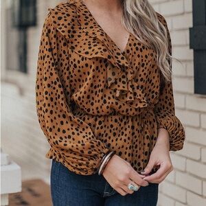 Boutique Flowy Printed Peplum Blouse